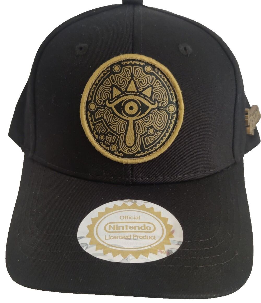 The Legend Of Zelda, Breath Of The Wild Cap Hat Adult Snapback Black Gold W/ Pin